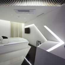 Augsto tehnoloģiju guļamistaba: dizaina iezīmes, foto interjerā-1