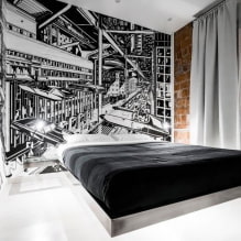 Zwart-witte slaapkamer: ontwerpkenmerken, keuze van meubels en decor-5