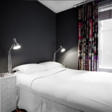 Phòng ngủ màu đen và trắng: đặc điểm thiết kế, lựa chọn đồ nội thất và trang trí-7