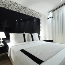 Μαύρο και άσπρο υπνοδωμάτιο: χαρακτηριστικά σχεδιασμού, επιλογή επίπλων και διακόσμηση-8