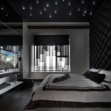 Zwarte slaapkamer: foto in het interieur, ontwerpkenmerken, combinaties-6