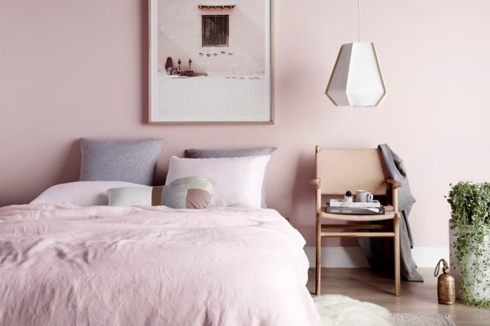 Ροζ υπνοδωμάτιο: σχεδιαστικά χαρακτηριστικά, πανέμορφοι συνδυασμοί, πραγματικές φωτογραφίες