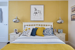 Dzeltena guļamistaba: dizaina iezīmes, kombinācijas ar citām krāsām