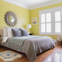 Keltainen makuuhuone: suunnitteluominaisuudet, yhdistelmät muiden värien kanssa -4