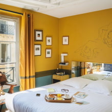 Keltainen makuuhuone: suunnitteluominaisuudet, yhdistelmät muiden värien kanssa -8