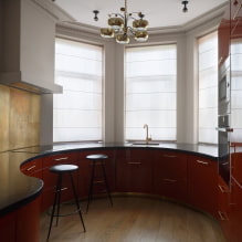 Nhà bếp có cửa sổ lồi: đặc điểm thiết kế, ví dụ về bố cục và phân vùng-3