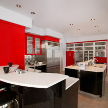 Bucătărie roșie și neagră: combinații, alegerea stilului, mobilier, tapet și perdele-0