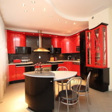 Bucătărie roșie și neagră: combinații, alegerea stilului, mobilier, tapet și perdele-3