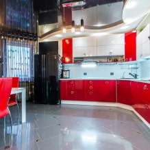 Sarkanā un melnā virtuve: kombinācijas, stila izvēle, mēbeles, tapetes un aizkari-4