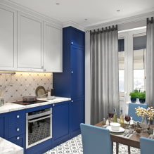 Sininen keittiö: suunnitteluvaihtoehdot, väriyhdistelmät, todelliset valokuvat-1