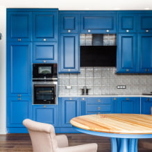 Dapur biru: pilihan reka bentuk, kombinasi warna, gambar sebenar-2