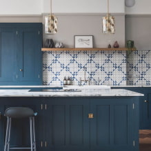 Nhà bếp màu xanh: tùy chọn thiết kế, kết hợp màu sắc, ảnh thực-5