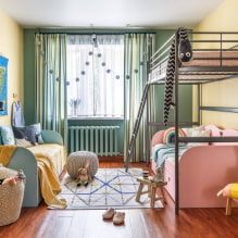 Detská izba pre dve deti: príklady opráv, zónovania, fotografie v interiéri-2