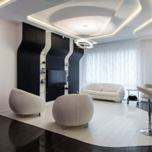 Melnbaltā viesistaba: dizaina iezīmes, reāli piemēri interjerā-3