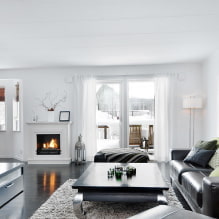 Zwart-witte woonkamer: ontwerpkenmerken, echte voorbeelden in het interieur-4