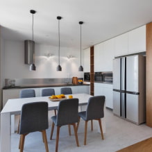 Kombine mutfak-yemek odası-oturma odası tasarımı: en iyi fikirler ve fotoğraflar-7
