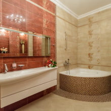 אמבטיה פינתית בפנים: יתרונות וחסרונות, דוגמאות עיצוב -0