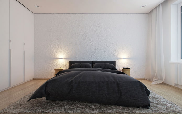 Sypialnia w stylu minimalizmu: zdjęcie we wnętrzu i cechy konstrukcyjne