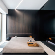 Makuuhuone minimalismin tyyliin: valokuva sisätiloissa ja muotoiluominaisuudet-0