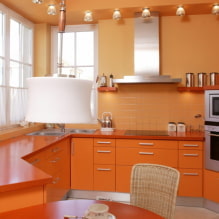 Оранжева кухня в интериора: дизайнерски характеристики, комбинации, избор на завеси и тапети-4