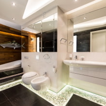 תאורה בחדר האמבטיה: טיפים לבחירה, מיקום, רעיונות לעיצוב -2