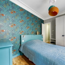Makuuhuone sinisävyisinä: suunnitteluominaisuudet, väriyhdistelmät, suunnitteluideoita-0