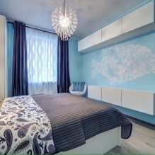 غرفة نوم بألوان زرقاء: ميزات التصميم ، مجموعات الألوان ، أفكار التصميم -4