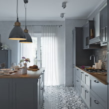 Šedá kuchyňa v interiéri: príklady dizajnu, kombinácie, výber povrchových úprav a záclon-3
