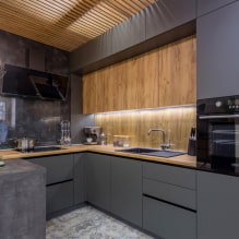 Nhà bếp màu xám trong nội thất: ví dụ thiết kế, kết hợp, lựa chọn lớp hoàn thiện và rèm cửa-8