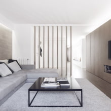 Ruang tamu dengan gaya minimalis: tip reka bentuk, foto di kawasan pedalaman-6