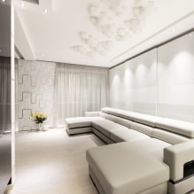 Bílý obývací pokoj: designové prvky, fotografie, kombinace s jinými barvami-1