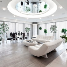 Bílý obývací pokoj: designové prvky, fotografie, kombinace s jinými barvami-4