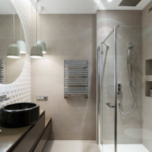 Vannas istabas dizains ar dušu: foto interjerā, izkārtojuma iespējas-4