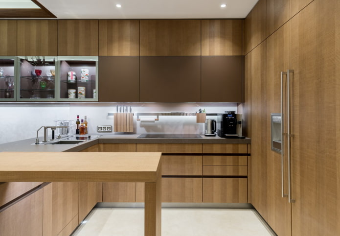 Hnedá kuchyňa: kombinácie, dizajnové nápady, skutočné príklady v interiéri