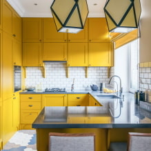 Žltá kuchyňa: dizajnové prvky, skutočné príklady fotografií, kombinácie-1