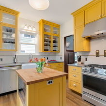 Žltá kuchyňa: dizajnové prvky, skutočné príklady fotografií, kombinácie-2