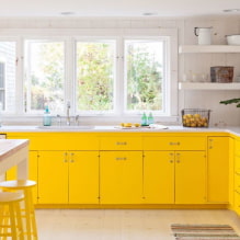 Žlutá kuchyně: designové prvky, skutečné příklady fotografií, kombinace-4