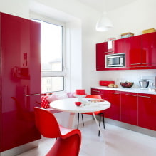 Dapur merah: ciri reka bentuk, foto, kombinasi-1