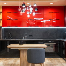 Dapur merah: ciri reka bentuk, foto, kombinasi-2