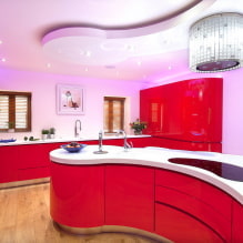 Dapur merah: ciri reka bentuk, foto, kombinasi-5