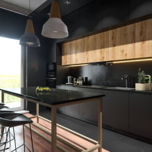 Dapur hitam: ciri reka bentuk, kombinasi, foto sebenar-0