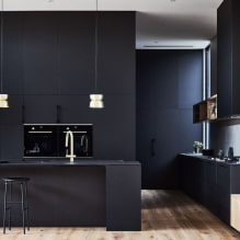 Bếp đen: đặc điểm thiết kế, sự kết hợp, ảnh thực tế-1