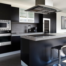 Черна кухня: дизайнерски характеристики, комбинации, реални снимки-4