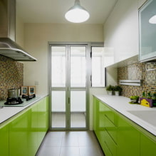 المطبخ الأخضر الفاتح: مجموعات ، واختيار الستائر والتشطيبات ، ومجموعة مختارة من الصور 0