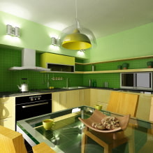 Ανοιχτό πράσινο κουζίνα: συνδυασμοί, επιλογή κουρτινών και φινιρισμάτων, μια επιλογή φωτογραφιών-2