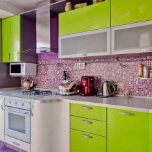 Dapur hijau muda: kombinasi, pilihan langsir dan kemasan, pilihan foto-5