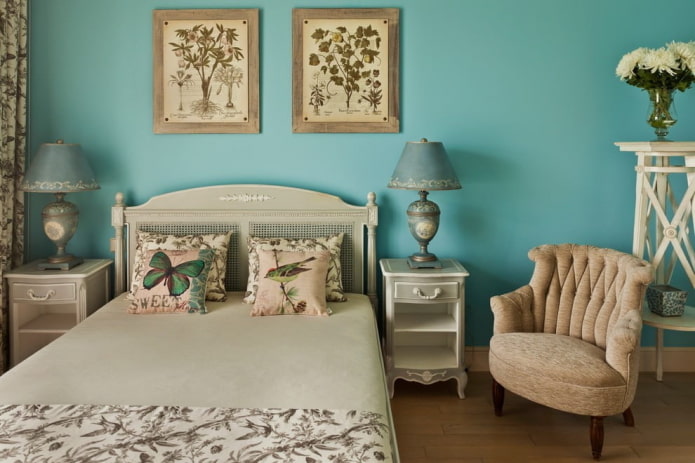 Dormitori a l’estil provençal: característiques, fotos reals, idees de disseny