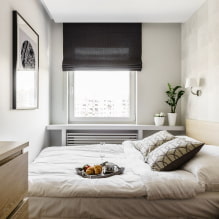 Smalt soveværelse: foto i interiøret, eksempler på layout, hvordan seng-5 arrangeres