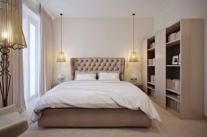 Soveværelse i beige nuancer: fotos i interiøret, kombinationer, eksempler med lyse accenter