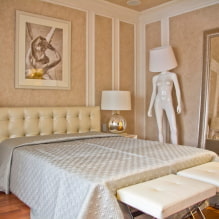 غرفة نوم بألوان البيج: صور في الداخل ، مجموعات ، أمثلة مع لمسات مشرقة - 0